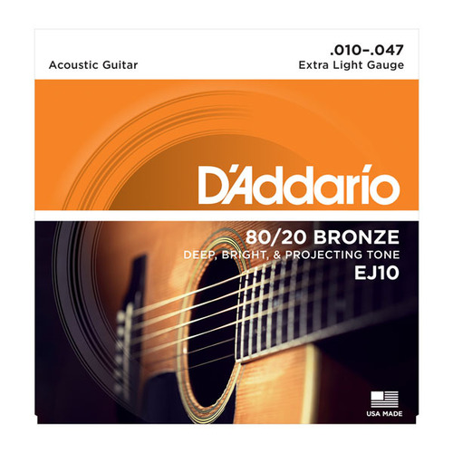 [다다리오]Daddario 어쿠스틱 통기타줄 EJ10 80/20 Bronze Extra Light